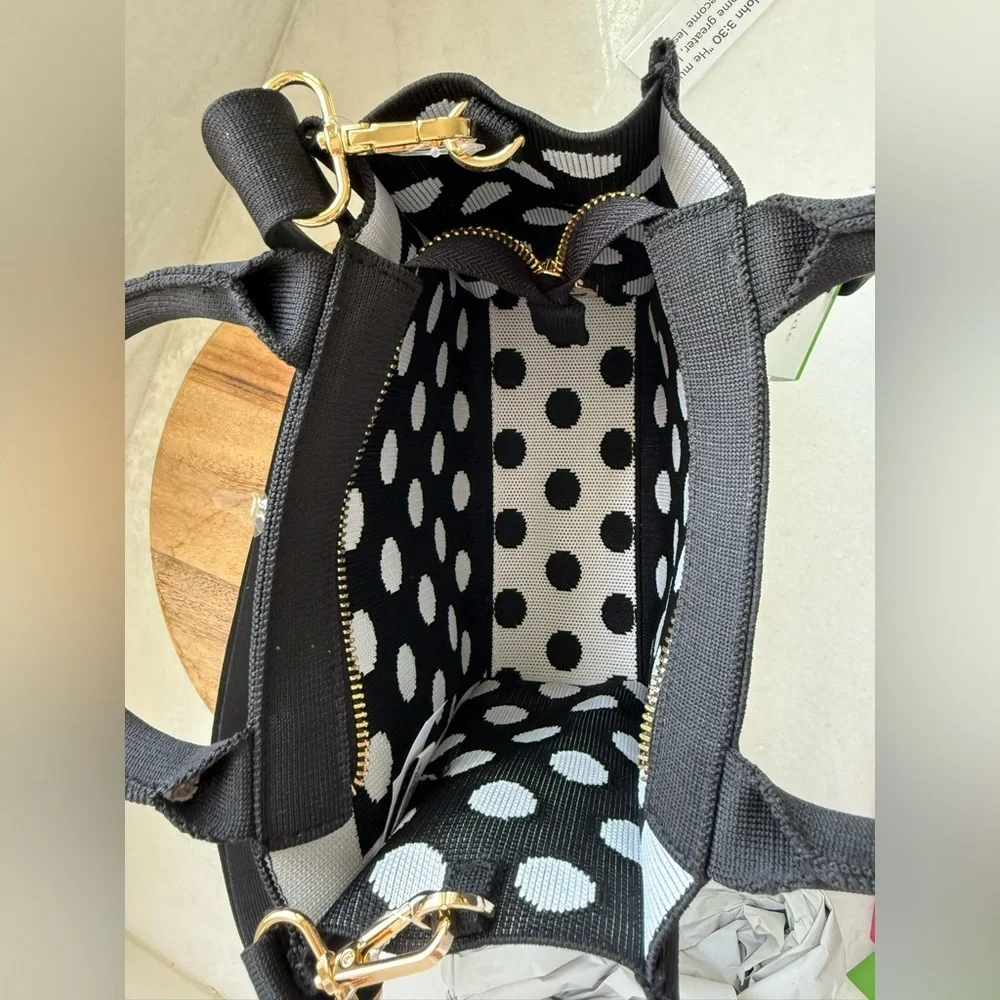 NWT • Kate Spade x Target Poka Dot Black & White Knit Crossbody Bag
